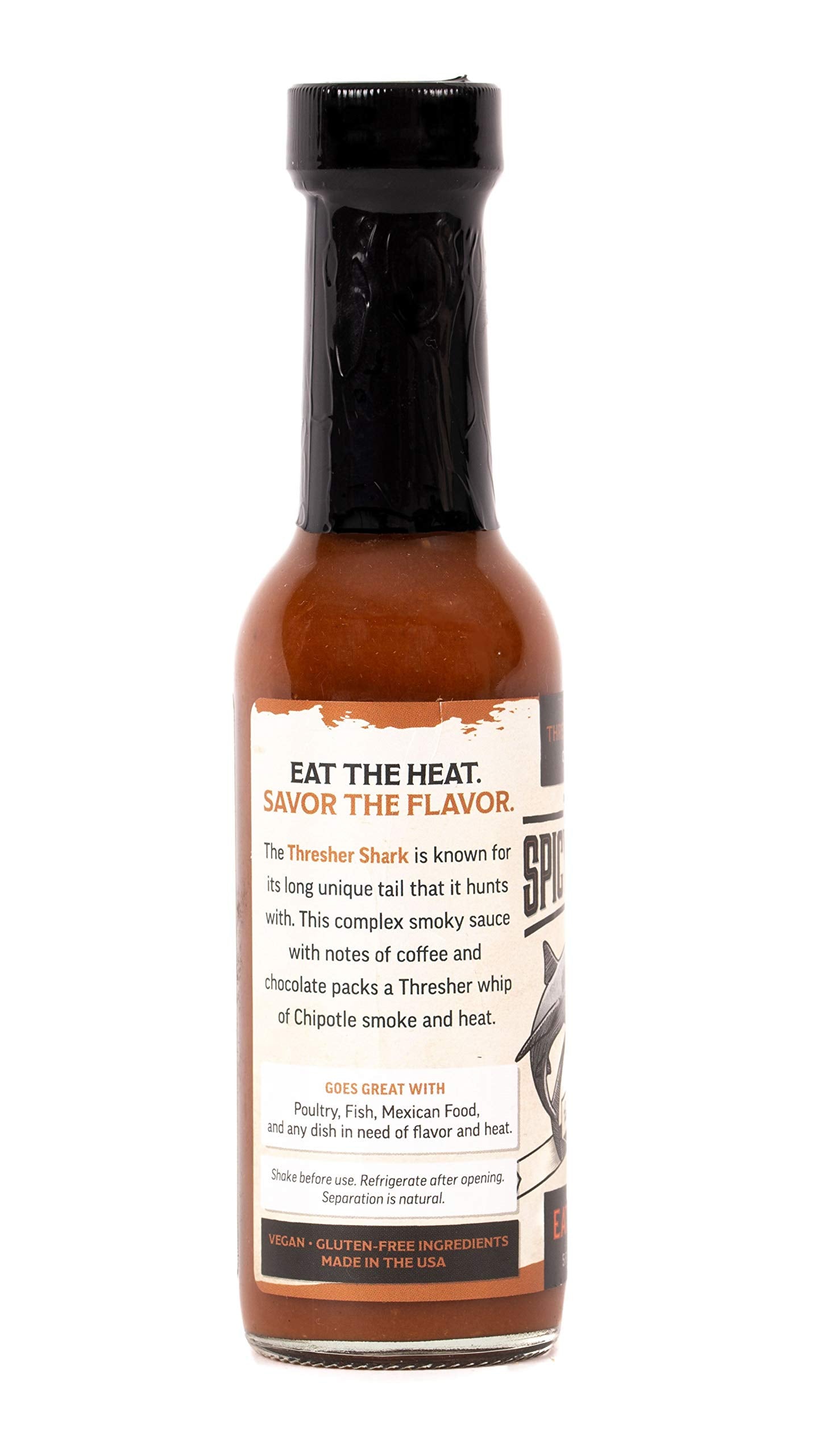 The Spicy Shark Thresher Shark Hot Sauce - Vegan Gluten Free Made in the USA - Brand featured on Hot Ones