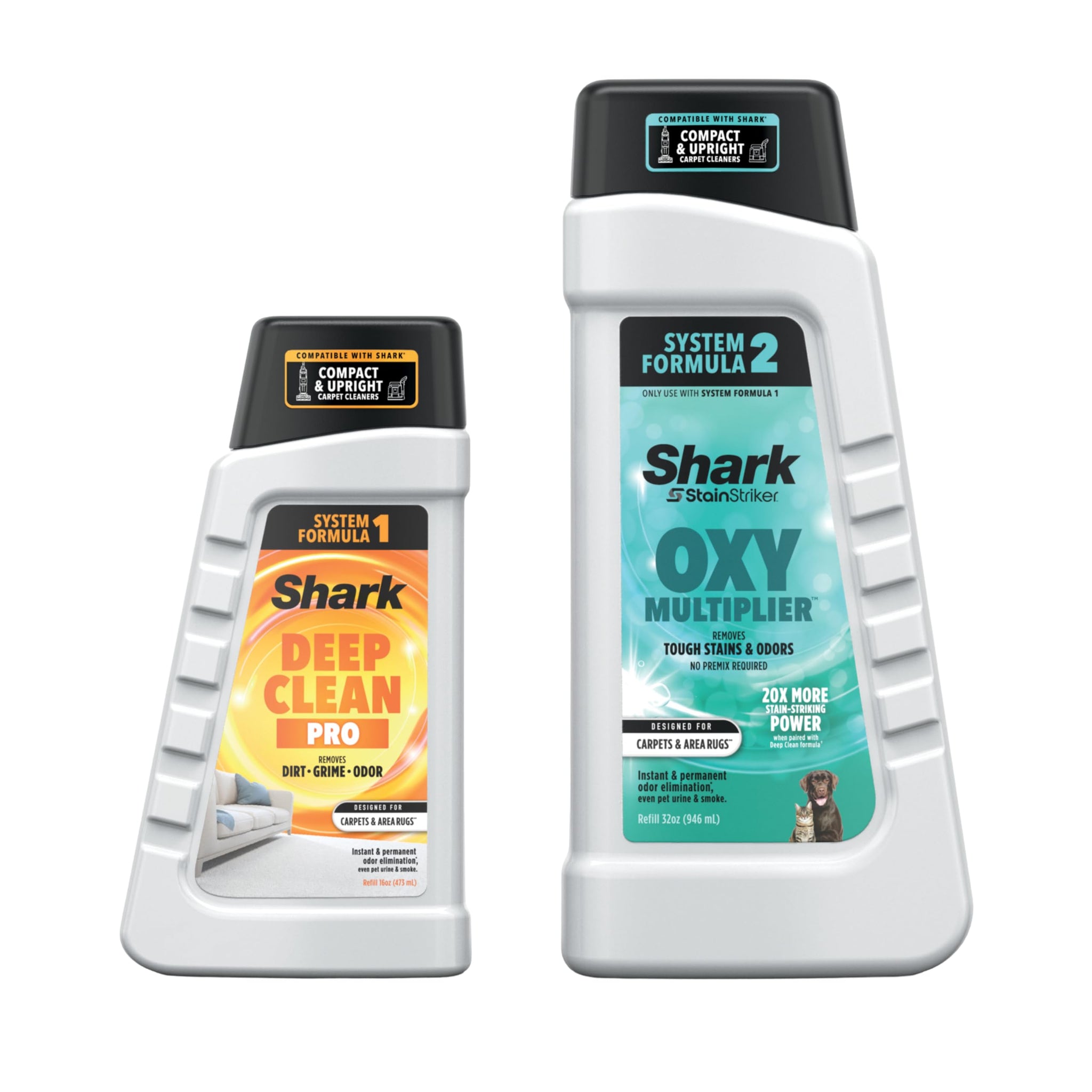 Shark StainStriker Cleaning Solution Bundle for Portable Cleaners, Carpet and Area Rug Formula, Instantly Eliminates Odors, Includes 32 oz OXY