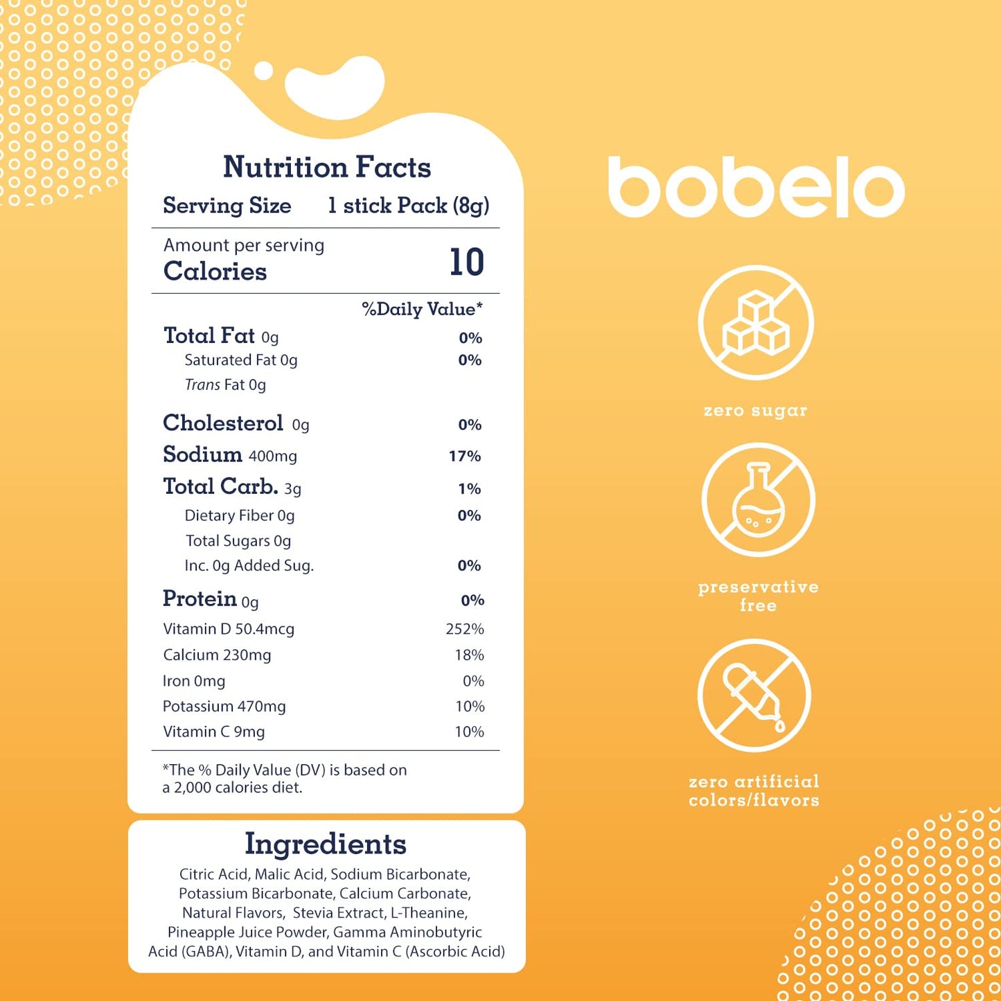 Bobelo Self Carbonating Hydration Packets | Low Calorie Drink Mix, Electrolytes Powder Packets | Keto Friendly, Sugar Free | Soda & Sparkling Water