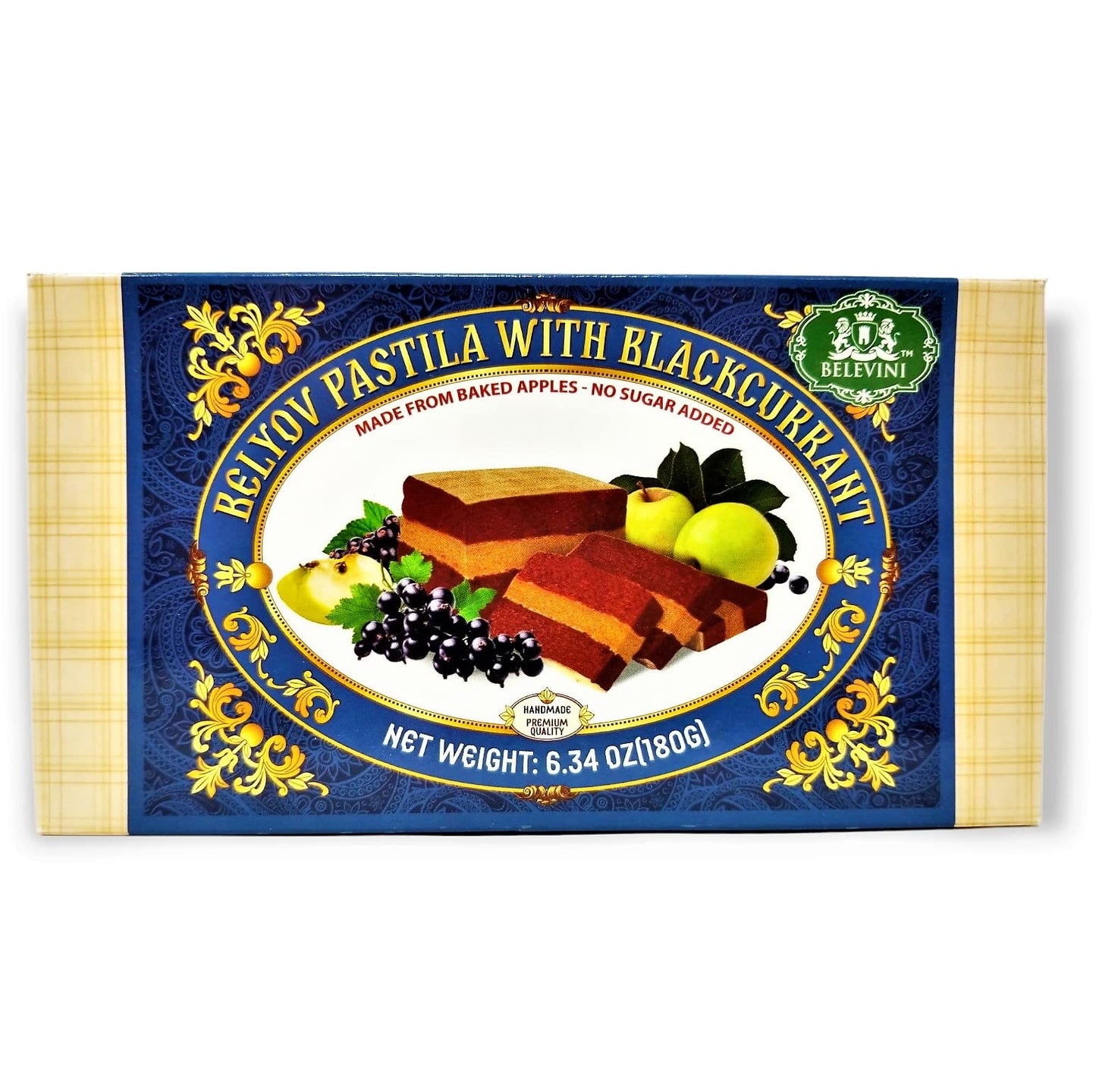 Belevini Tasty and Healthy Belyov Pastila with Blackcurrant, Handmade, Made from Baked Apples, No Sugar Added, Gluten-free, Pack of 3