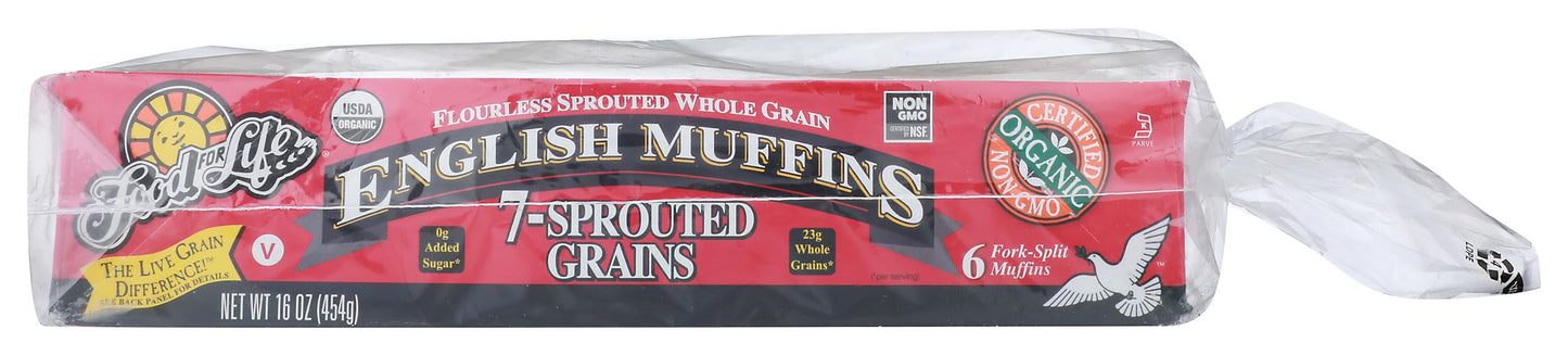 Food for Life Organic 7 Grain English Muffins, 16 OZ
