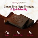 ChocoPerfection Sugar Free Dark Chocolate Mini Bars - European Style Chocolate Keto Friendly, Gluten Free Vegan, Fiber Rich Low Carb Chocolate Snack