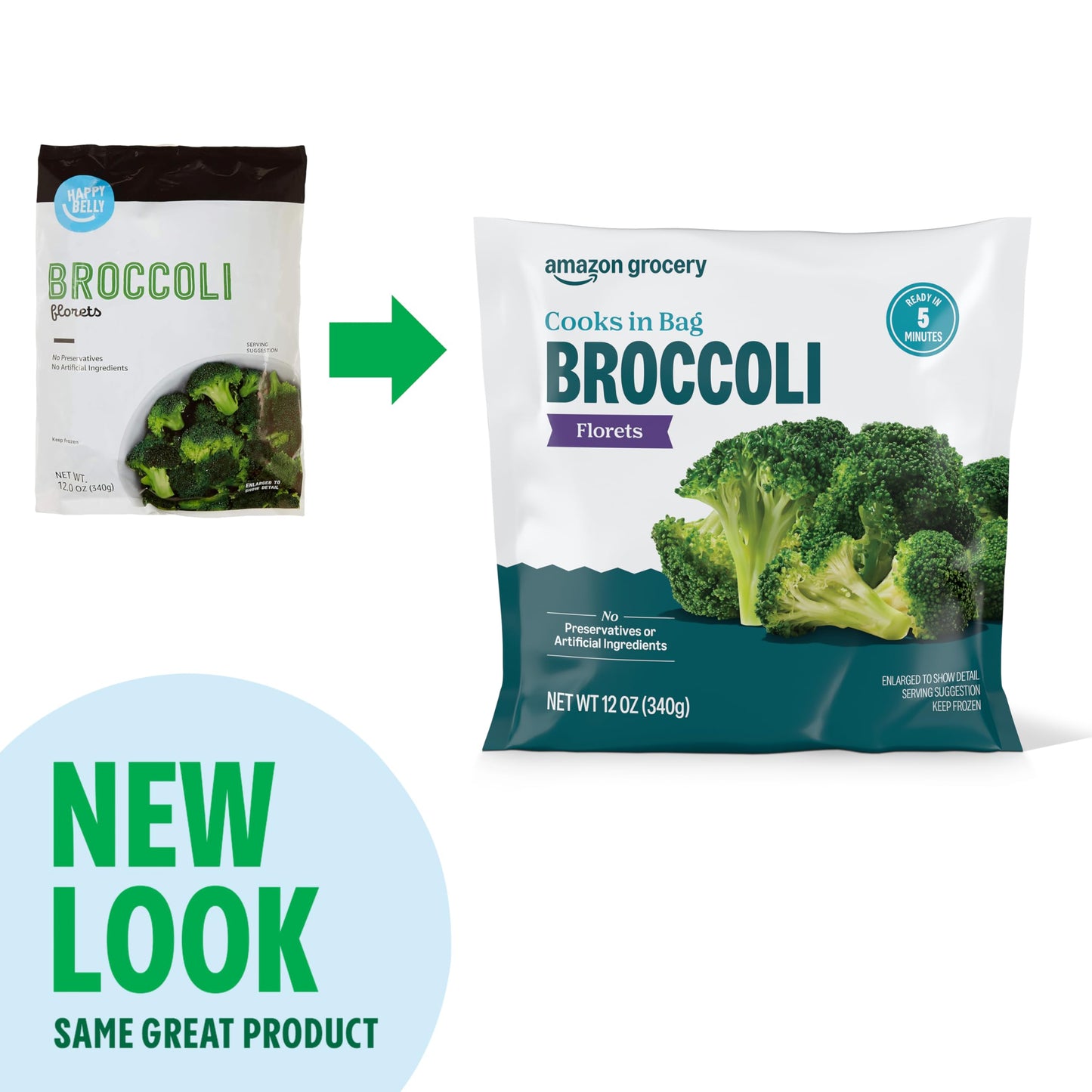 Amazon Grocery, Broccoli Florets, 12 Oz, Frozen