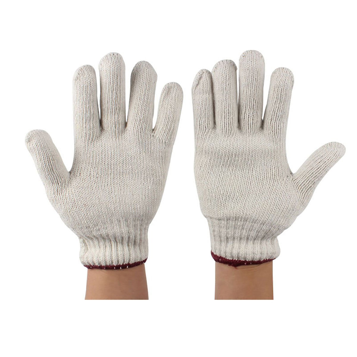 5 Pairs White Labour Protection Cotton Thread Work Gloves - High Elastic Gloves Apply to Transport Grasping Maintenance