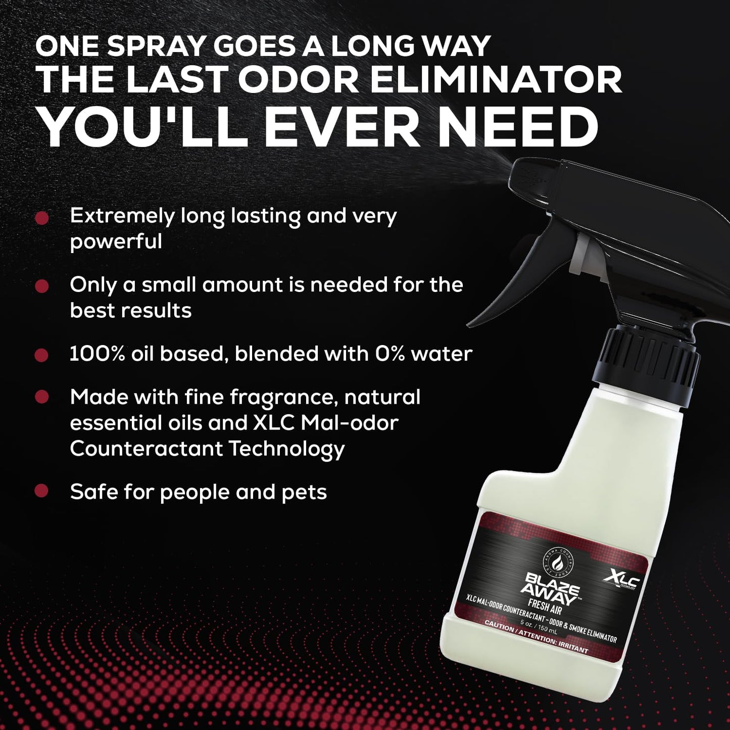 Blaze Away Commercial Air Freshener & Odor Eliminator for Strong Odor - Industrial-Grade Room Spray & Room Deodorizer for Home, Car, Smoke & Pet Odors