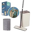 JFB Home Products Micro Flat Mop & Bucket System, Hands-Free Wringing Floor Cleaning, 3 Washable & Reusable Microfiber Pads, Wet or Dry Usage on Wood