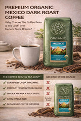 Organic Mexican Coffee Beans - Dark Roast Whole Bean Arabica - 32oz Premium Single Origin - Smoky Aroma & Dark Chocolate Notes - Gourmet Coffee