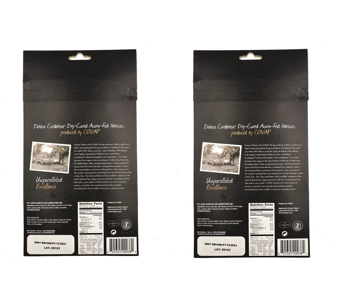 Loin + Shoulder | Dry-Cured Acorn-Fed 100% Iberico | 3oz/ea | Pack of 1