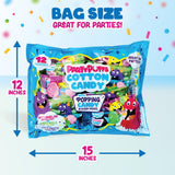 PartyPuffs Cotton Candy Variety Pack with Tutti Frutti Popping Candy - 12 Individually Wrapped .5oz Bags - Watermelon & Green Apple Flavors - Fun