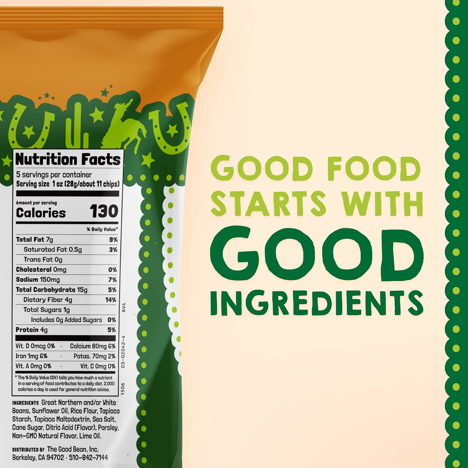 Beanitos White Bean Chips - Hint of Lime - (6 Pack) 5 oz Bag - White Bean Tortilla Chips - Vegan Snack with Good Source of Plant Protein and Fiber