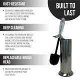 Splash Home Adora Stainless Steel Toilet Brush with Holder, Bowl Scrubber with Durable Cleaning Bristles, Hidden Brush with Splash Protective Disc