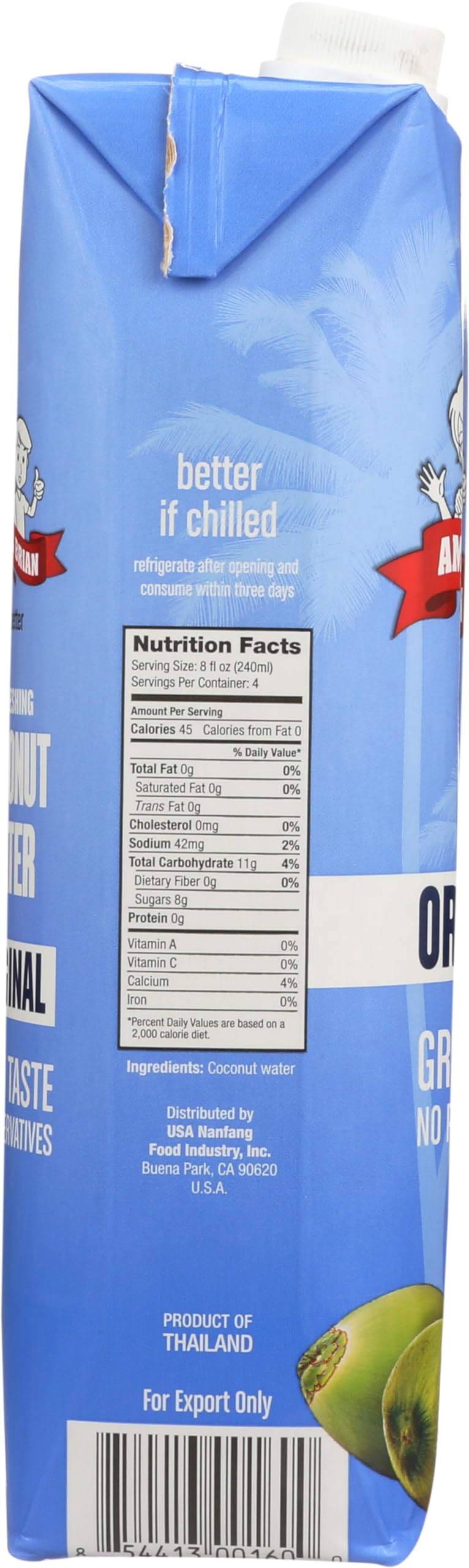 Amy & Brian Pure Coconut Water, 1 Liter (Pack of 6) | Non-GMO & No Added Sugar