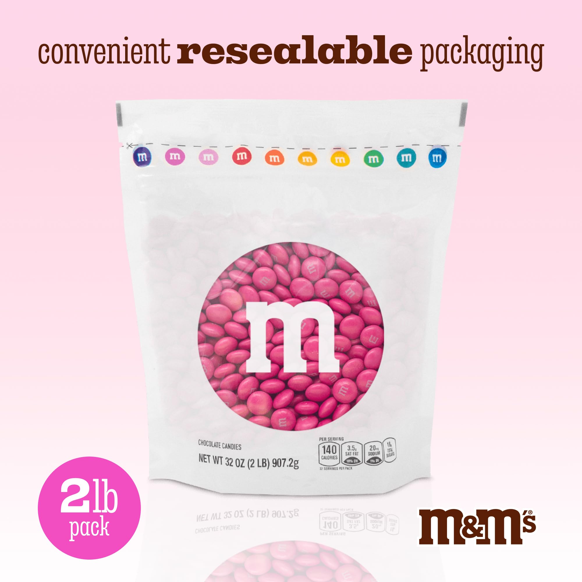 M&M’S WORLD Milk Chocolate Candy, Single Color, Dark Pink, 5-Pound Bulk Bag (Pack of 1)