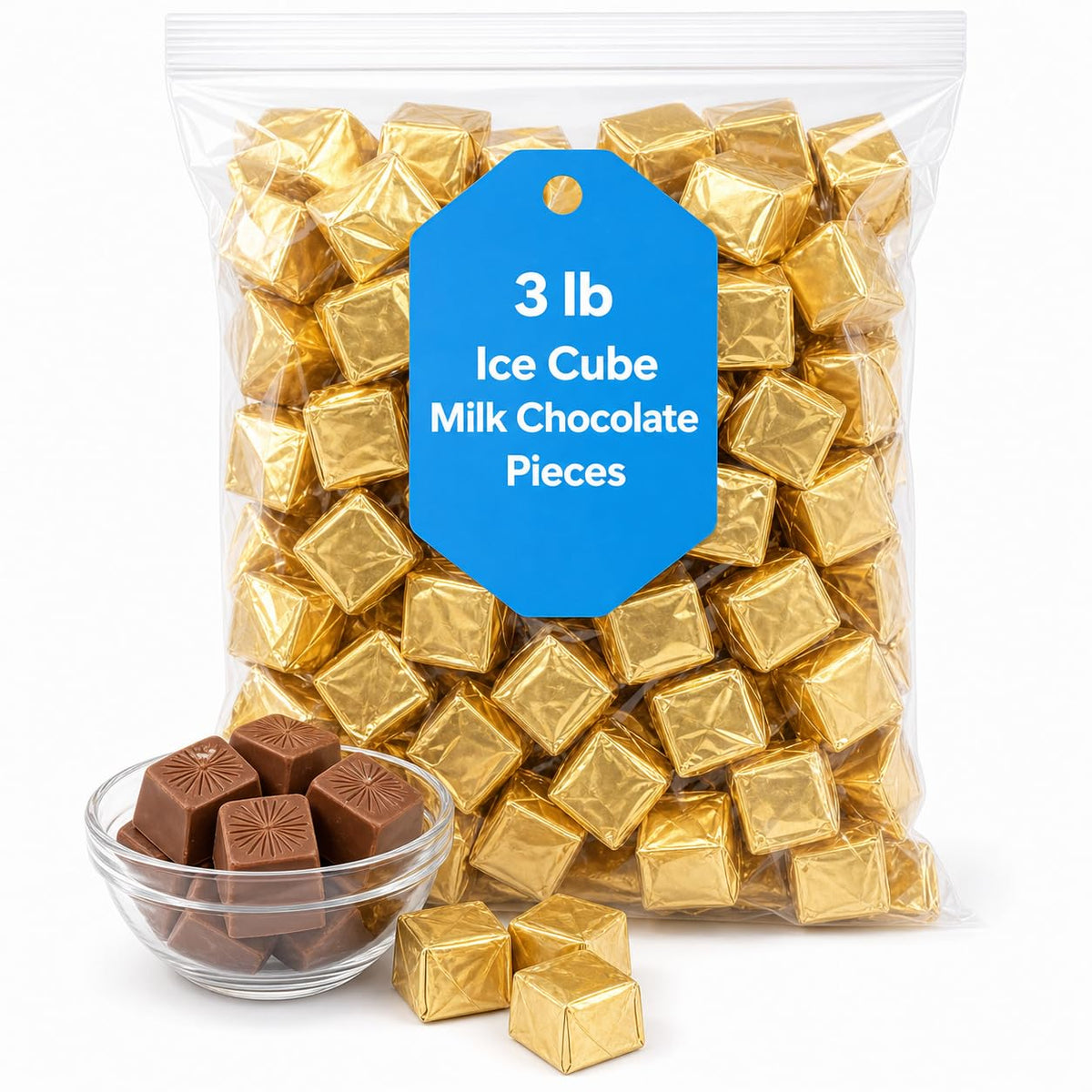 Ice Cube Milk Chocolate Pieces, 3 lb Bulk Chocolate for Snacking and Sharing