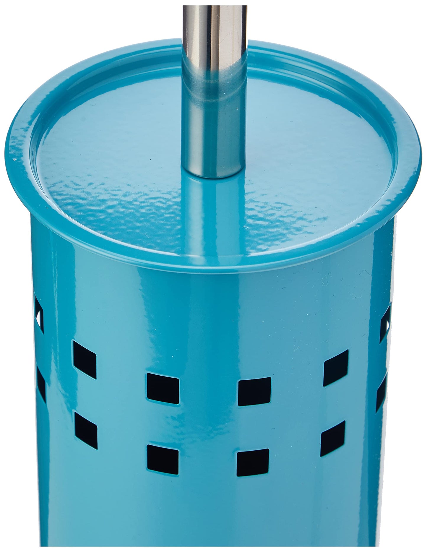 Premier Housewares Toilet Brush Holder Free Standing Turquoise Finish Toilet Brush and Holder Set Satin Stainless Steel Modern Design for Bathrooms 38