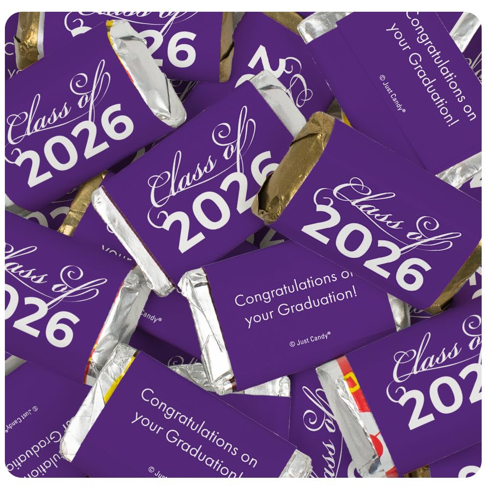 34 Pcs Purple Graduation Class Of 2026 Wrapped Miniatures (10oz Bag)