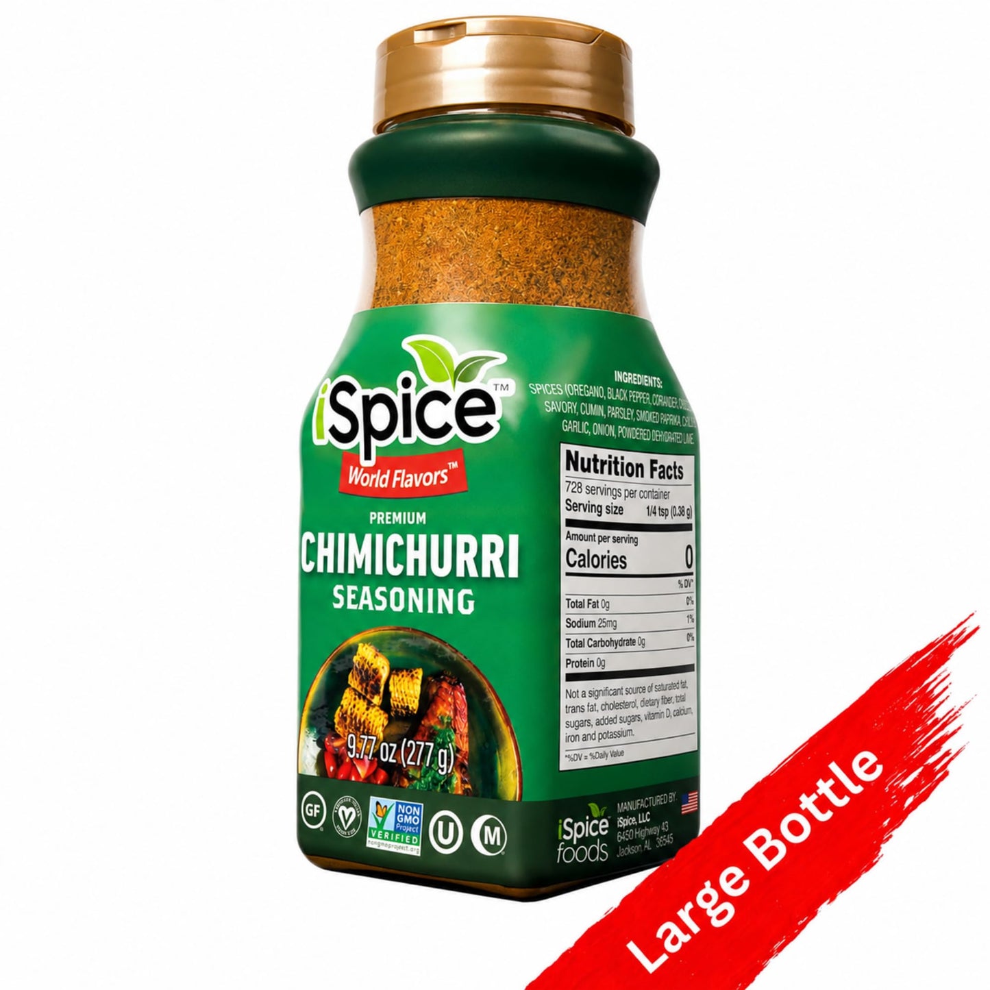 iSpice Blend | Chimichurri Seasoning | 9.77 oz | Mixed Spice & Seasoning | Bulk Size | Halal | Kosher (Chimichurri)