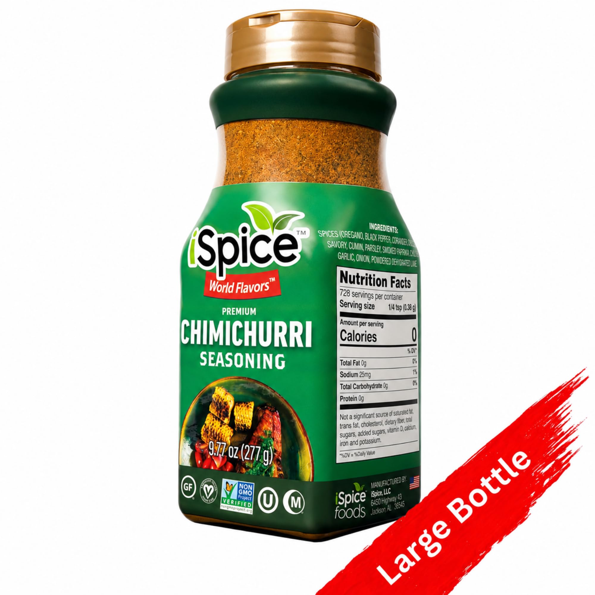 iSpice Blend | Chimichurri Seasoning | 9.77 oz | Mixed Spice & Seasoning | Bulk Size | Halal | Kosher (Chimichurri)