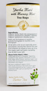 Celebration Herbals Teabags Herbal Yerba Mate with Morning Mint Tea Organic - 24 Herbal Tea Bags