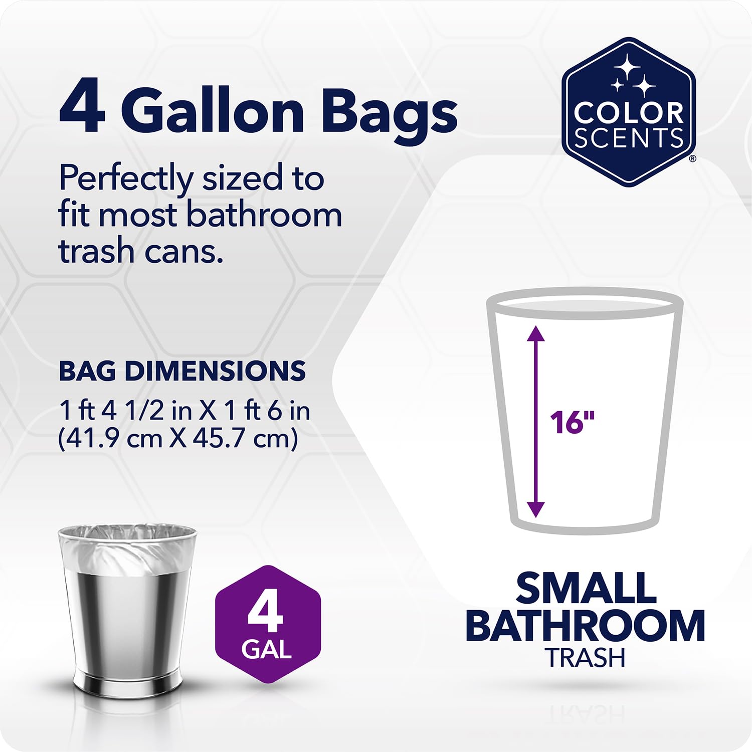 Color Scents Small Trash Bags - 4 Gallon, 60 Bags (1 Pack of 60 Count), Twist Tie - Light Blue in Ocean Mist Scent with Microban