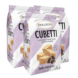 Dolcetto Cubetti Wafer Cookies, Dark Chocolate Flavor, 8.8 Ounce (Pack of 3), Cream Filled Bite Sized Crispy Wafer Cookies, Made in Italy, Halal