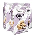 Dolcetto Cubetti Wafer Cookies, Dark Chocolate Flavor, 8.8 Ounce (Pack of 3), Cream Filled Bite Sized Crispy Wafer Cookies, Made in Italy, Halal