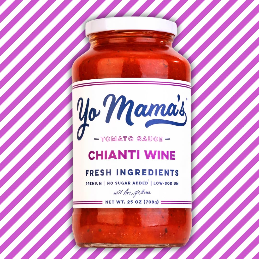 Yo Mama's Foods Keto Chianti Wine Pasta Sauce - Pack of (2) - No Sugar Added, Low Carb, Low Sodium, Gluten Free, Paleo Friendly, and Made with Whole