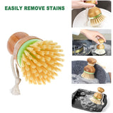 RADESCOO Bamboo Dish Brush, Scrub Brush for Dishes Pots Pans Kitchen Sink Cast Iron Skillet Cleaning, Pack of 2