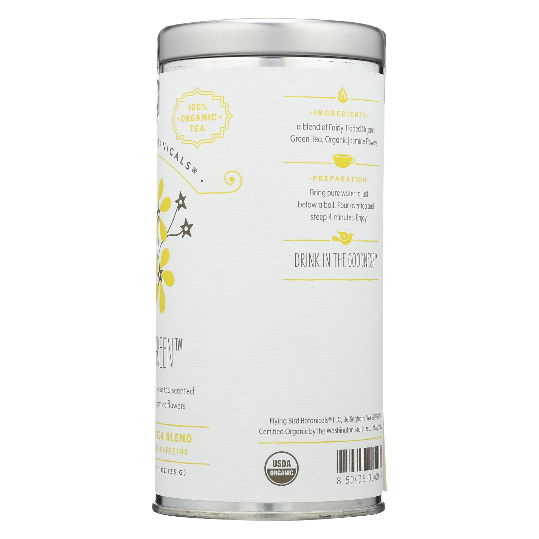 FLYING BIRD BOTANICALS Organic Jasmine Green Tea, 15 CT