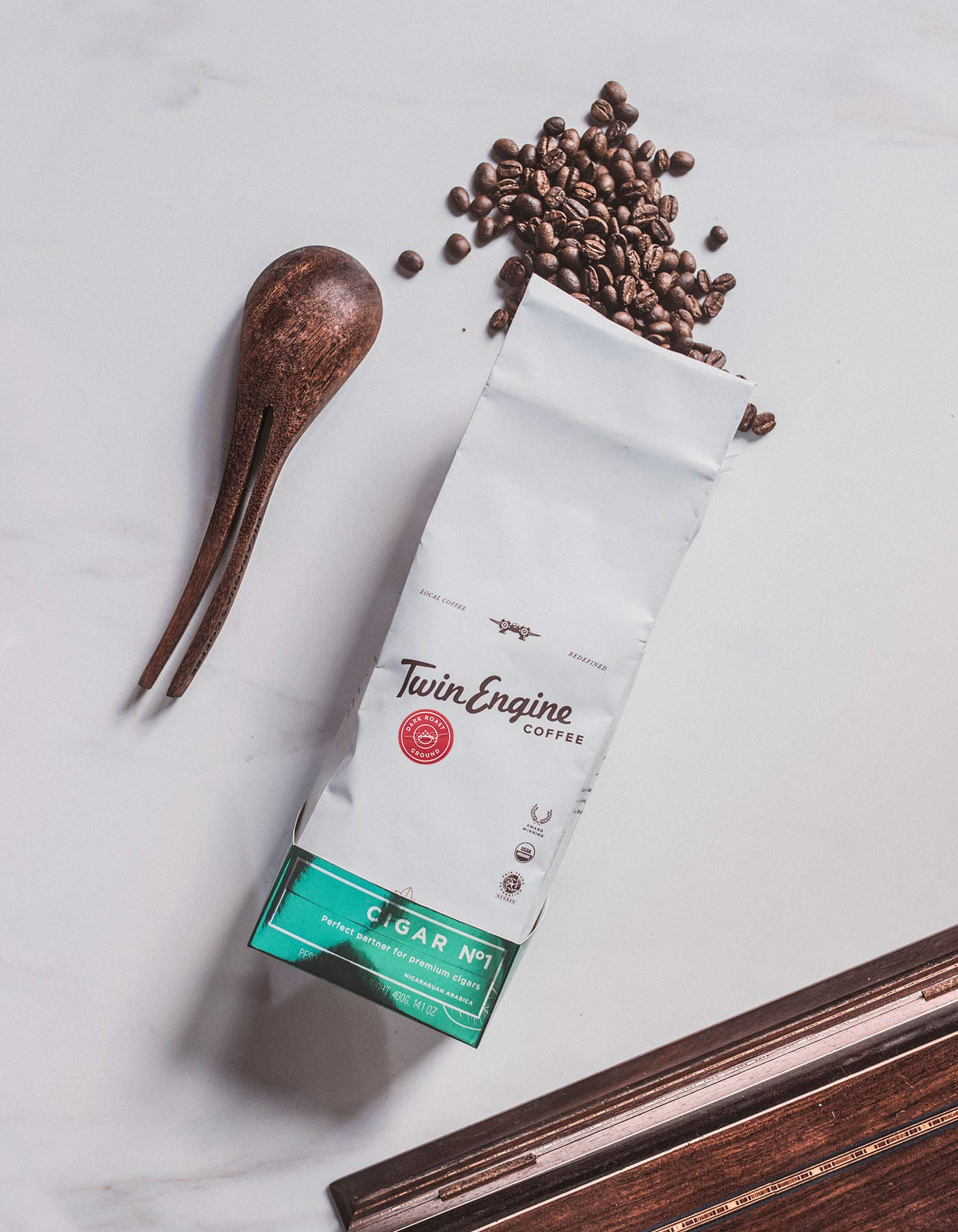 Twin Engine Coffee NICARAGUAN CIGAR BLEND #1 - Dark Roast, Whole Bean, Nicaraguan Coffee, 400g 14.1oz | Rich Specialty Grade Coffee packaged at the