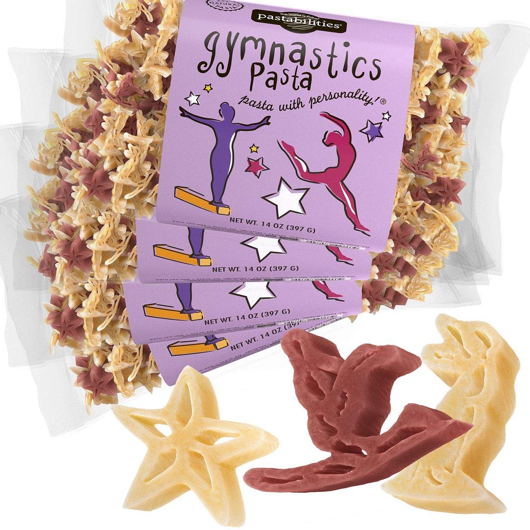 Pastabilities Fun Shaped Pasta for Kids - Gymnastics - Gymnast Sport Theme, Non-GMO Natural Wheat and Vegetable Pasta, All-Natural, Kosher Certified