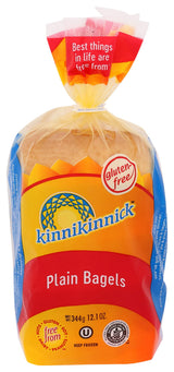 Kinnikinnick Gluten Free Soft Plain Bagels, 12.1 oz (frozen)