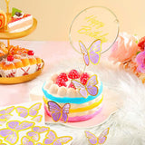 80Pcs Butterfly Cake Toppers Set Happy Birthday 3D Mixed Color Pink Purple Cupcake Picks Butterfly Cupcake Topper with Dot Glue Decorations