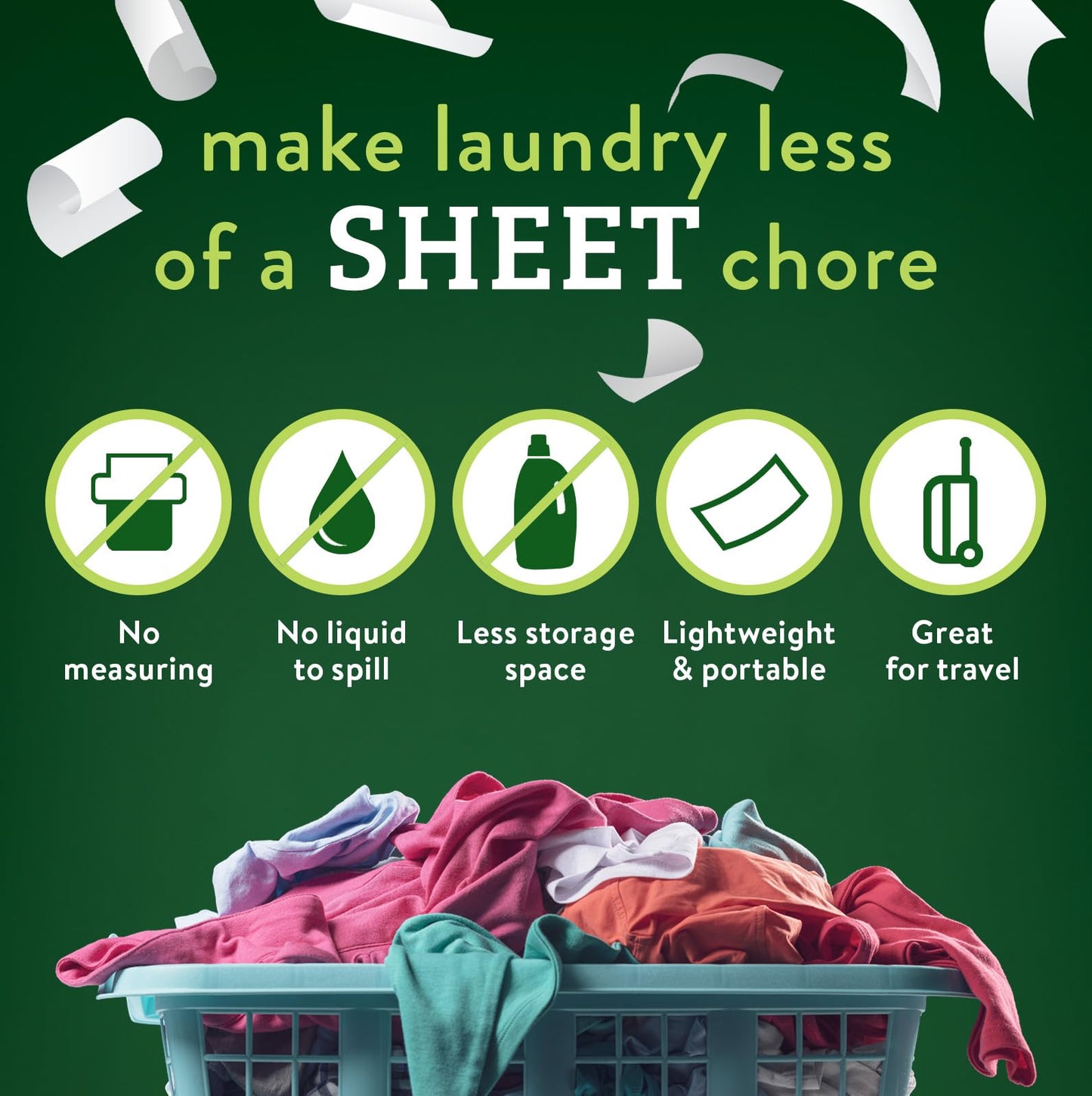 Biokleen Laundry Detergent Sheets - Dye & Fragrance Free, Hypoallergenic, Enzymatic Cleaner, Stain Remover, Bio Active Formula, No Plastic Jug