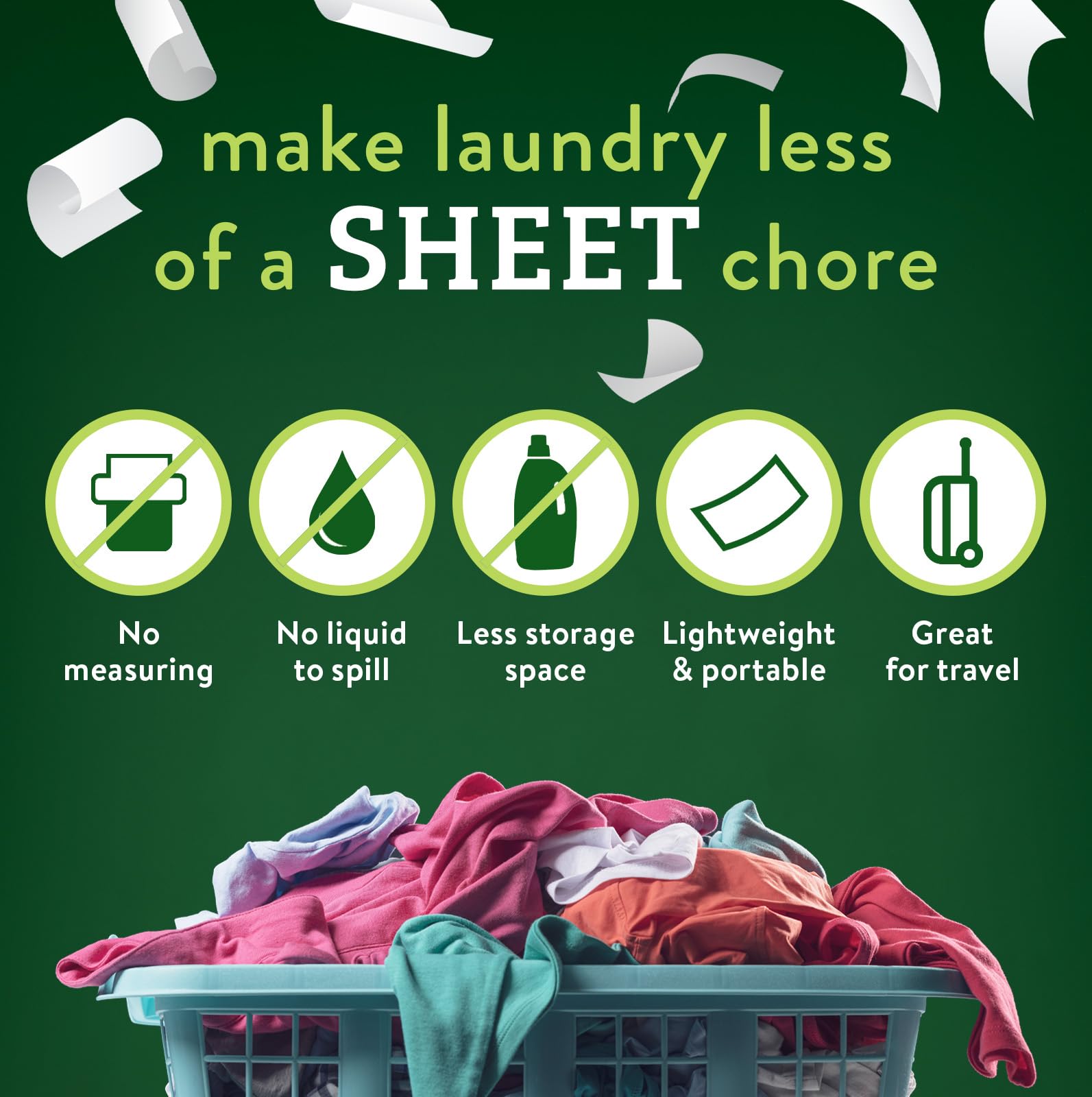 Biokleen Laundry Detergent Sheets - Dye & Fragrance Free, Hypoallergenic, Enzymatic Cleaner, Stain Remover, Bio Active Formula, No Plastic Jug