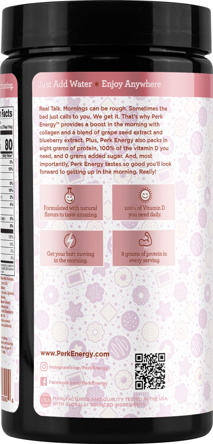 Perk Energy Drink Mix (Sugar Cookie) 20 Servings - Caffeinated Healthy Coffee Alternative with Protein, 100mg of Caffeine, Gluten-Free, Soy-Free