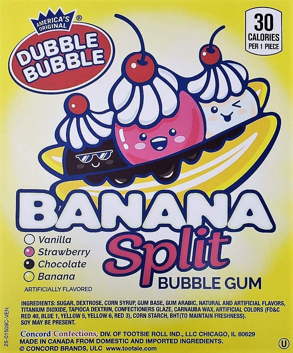 Candy Retailer Banana Split Bubble Gum 1 Lb