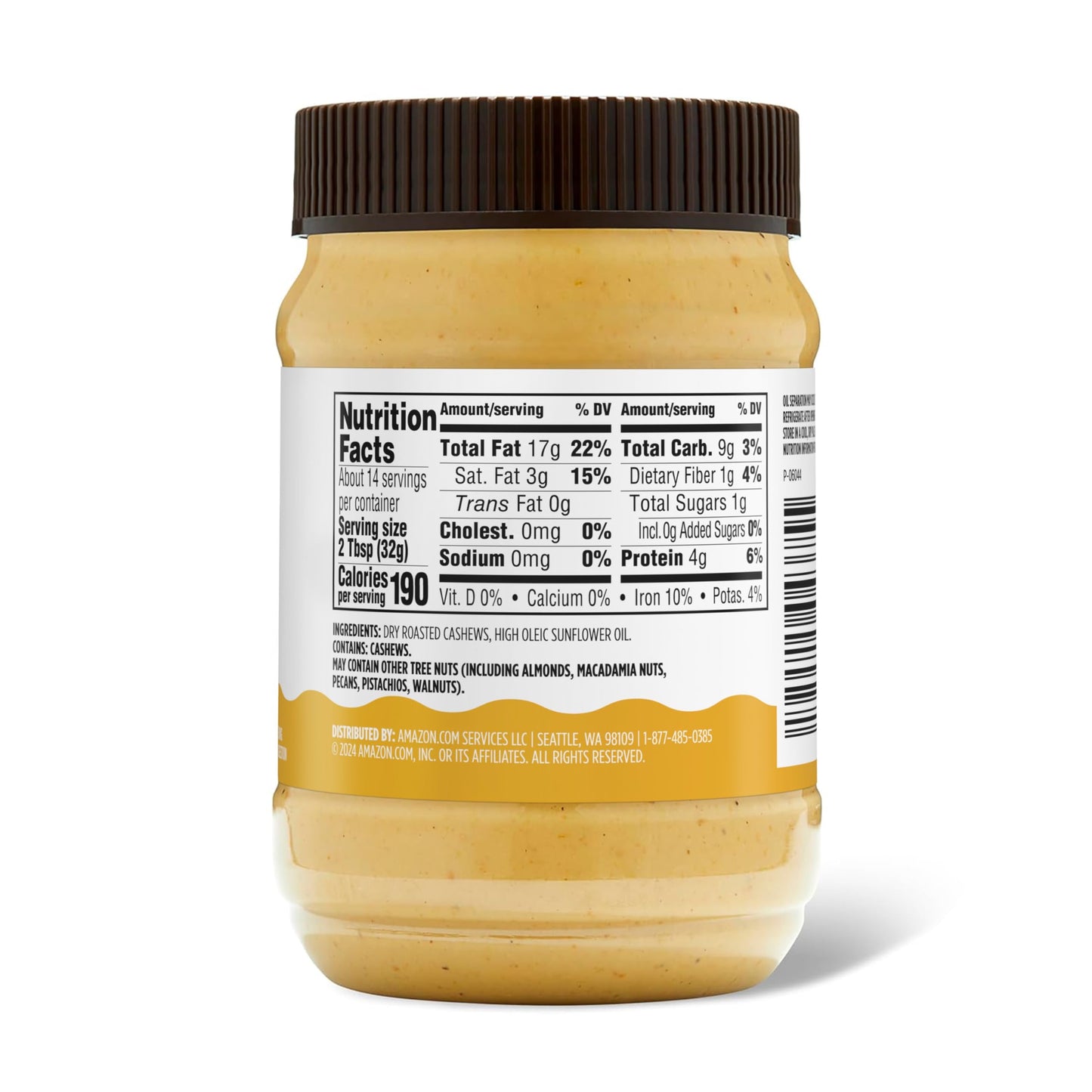Amazon Grocery, Creamy Cashew Butter, 16 Oz