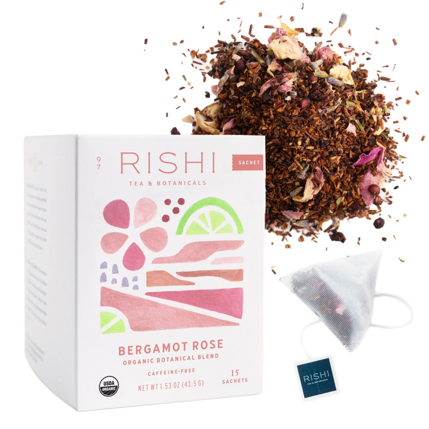 Rishi Organic Bergamot Rose Tea Sachets, 15 CT