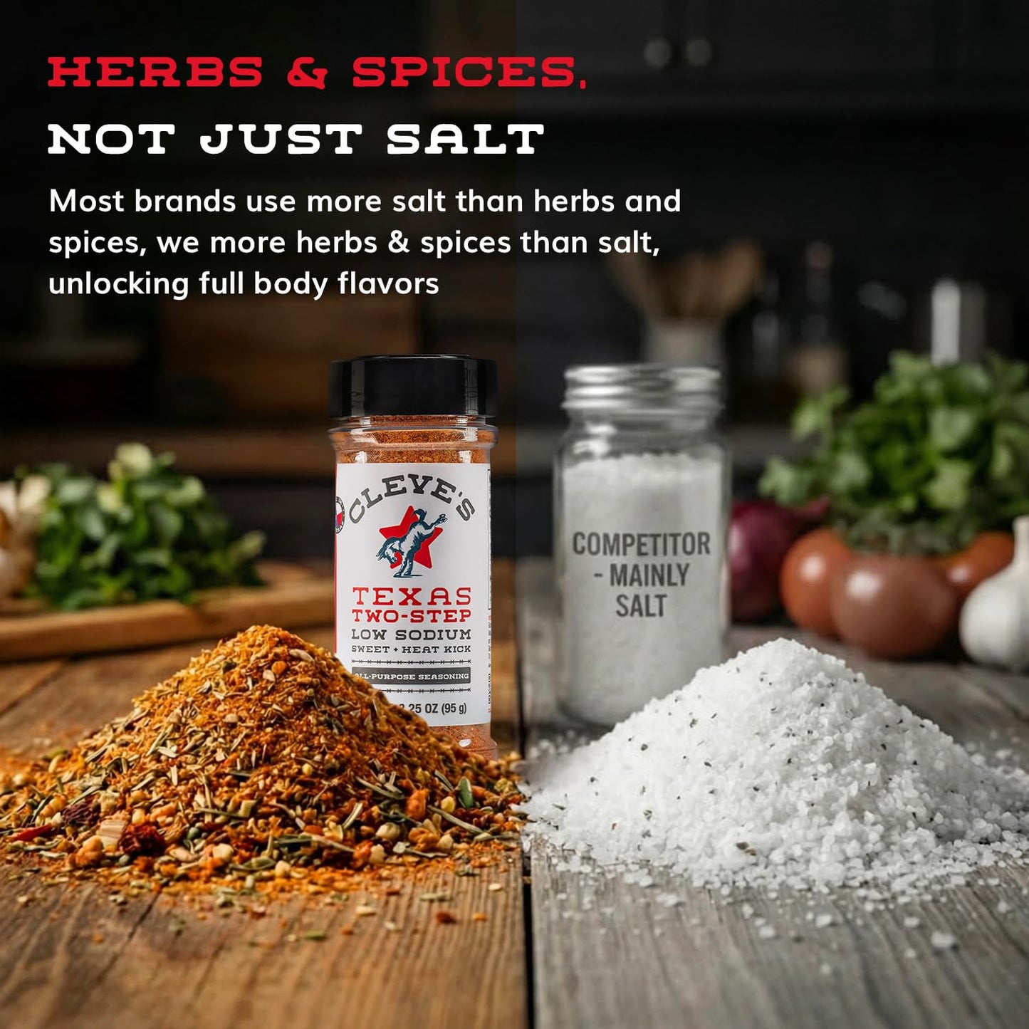 Cleve's Gourmet All Purpose Texas Two Step Seasoning, Sweet Heat Seasoning for Grilling & Cooking, Seasoning with Bright Herbs & Warm Spices, 3.25 oz