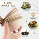 ZORRITA 150 Pack 8 oz Compostable Paper Bowls Small Disposable Soup Bowls Natural Sugarcane Biodegradable Bowls for Ice Cream, Desserts, Salads, Pet