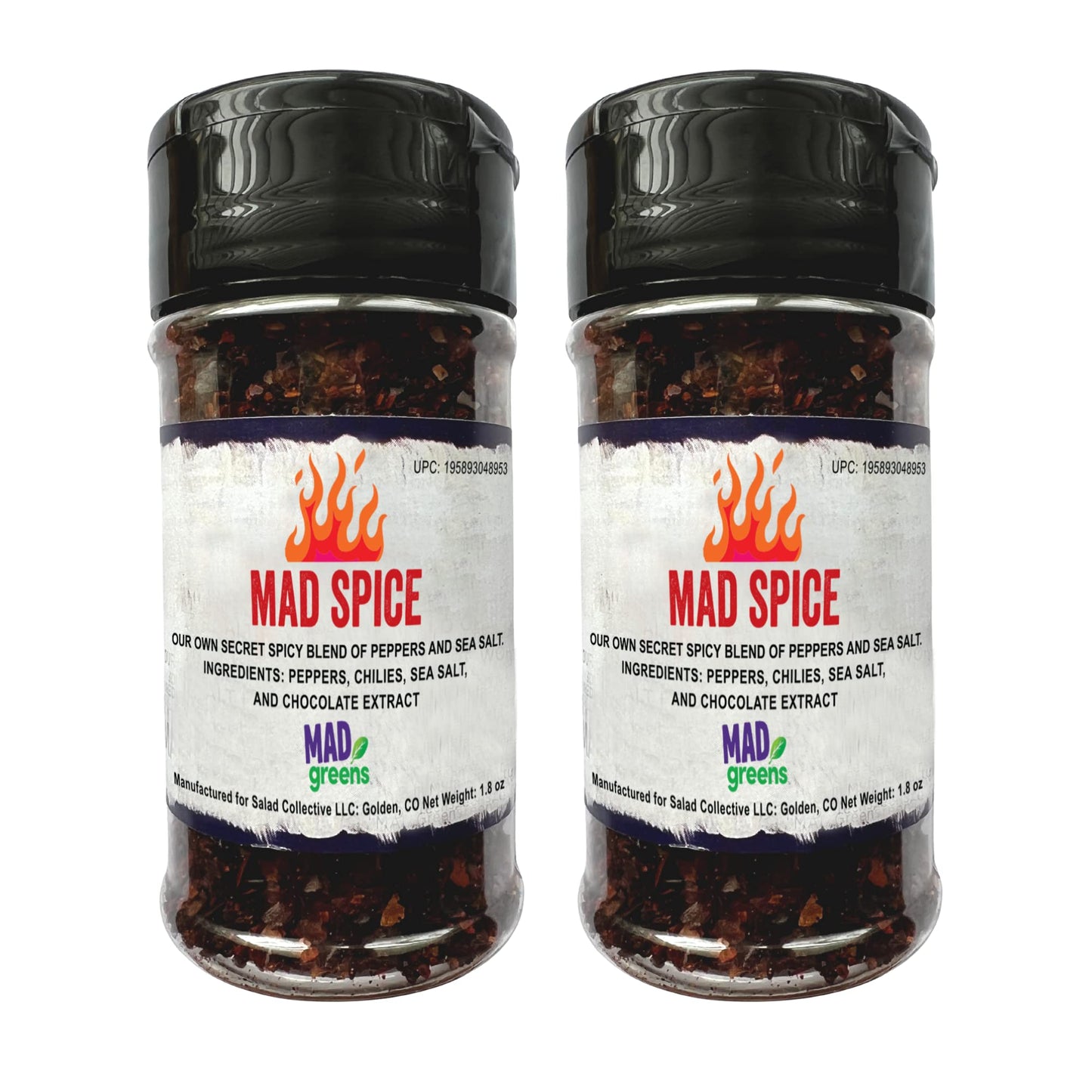MAD Greens MAD Spice Salad Seasoning, Secret Spice Blend with Peppers, Chilies, Sea Salt, and Chocolate Extract, Blended in the USA, No Sugar Added, 2
