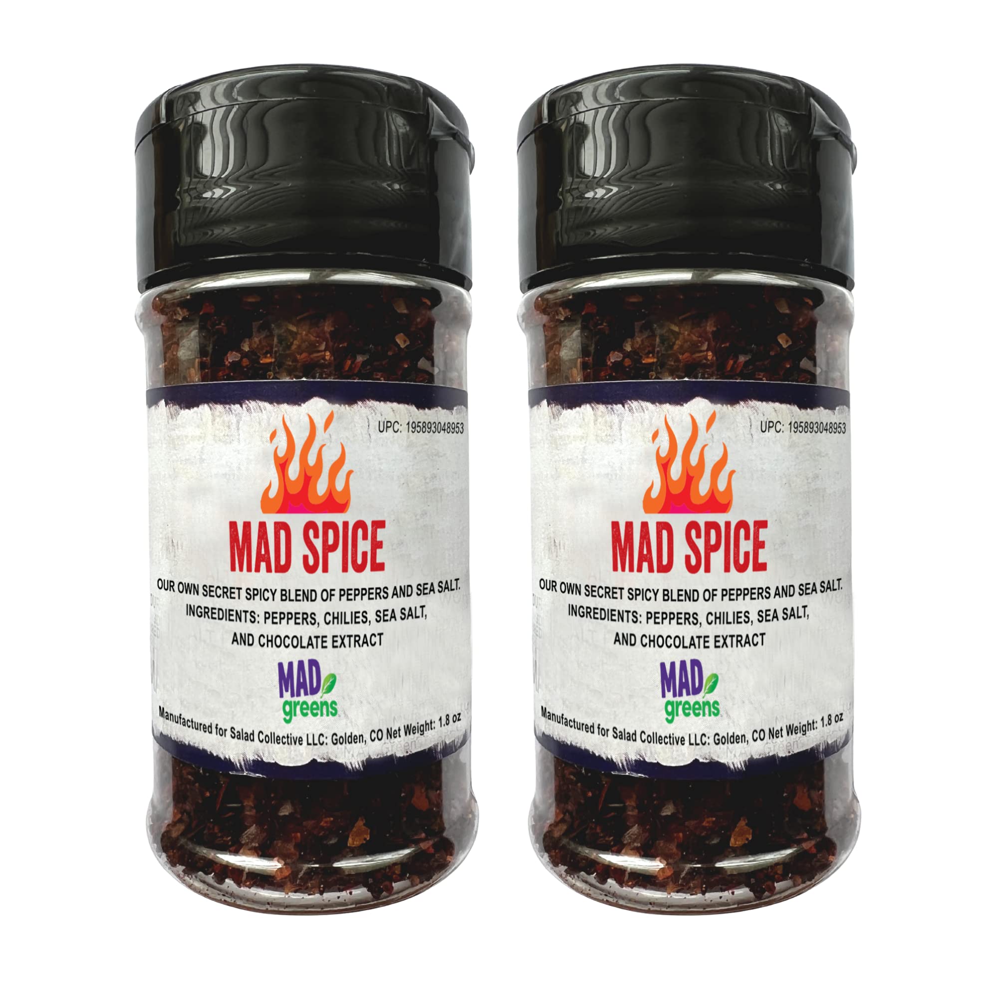MAD Greens MAD Spice Salad Seasoning, Secret Spice Blend with Peppers, Chilies, Sea Salt, and Chocolate Extract, Blended in the USA, No Sugar Added, 2
