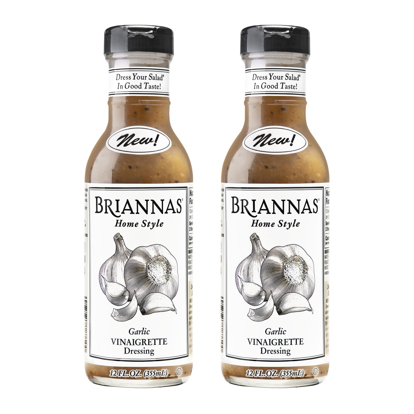 BRIANNAS - Home Style Garlic Vinaigrette Dressing - Fine Salad Dressing made with Premium Ingredients - Gluten Free, Vegan, & Kosher Dressing - 12 oz