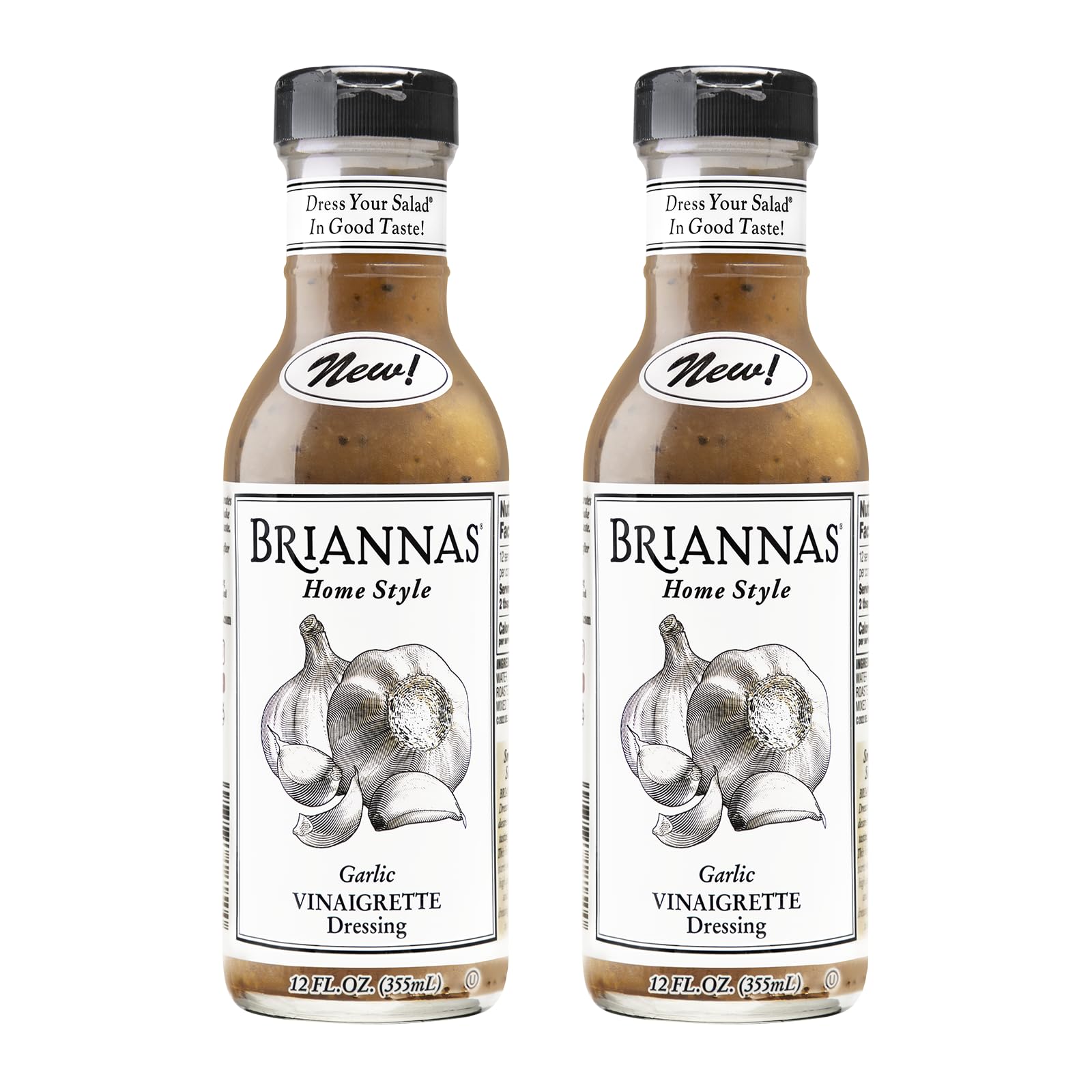 BRIANNAS - Home Style Garlic Vinaigrette Dressing - Fine Salad Dressing made with Premium Ingredients - Gluten Free, Vegan, & Kosher Dressing - 12 oz