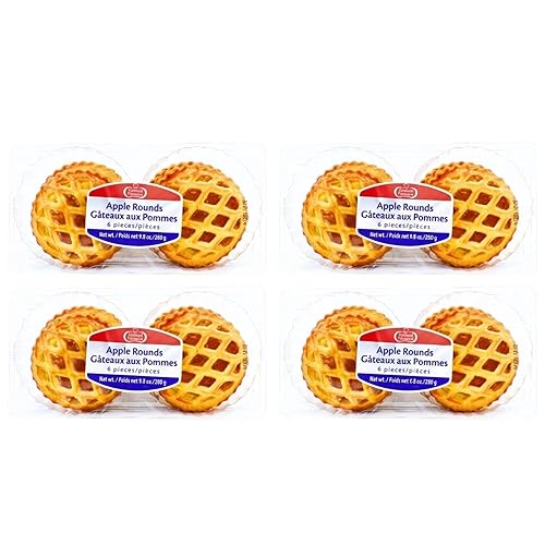 Holland Patisserie Mini Apple Pie Pastry Rounds - Flaky Dutch Apple Pastry with Real Apple Filling Ready to Serve Dessert, 6 Pieces per Pack (4 Pack)