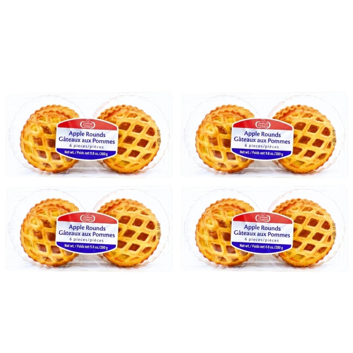 Holland Patisserie Mini Apple Pie Pastry Rounds - Flaky Dutch Apple Pastry with Real Apple Filling Ready to Serve Dessert, 6 Pieces per Pack (4 Pack)