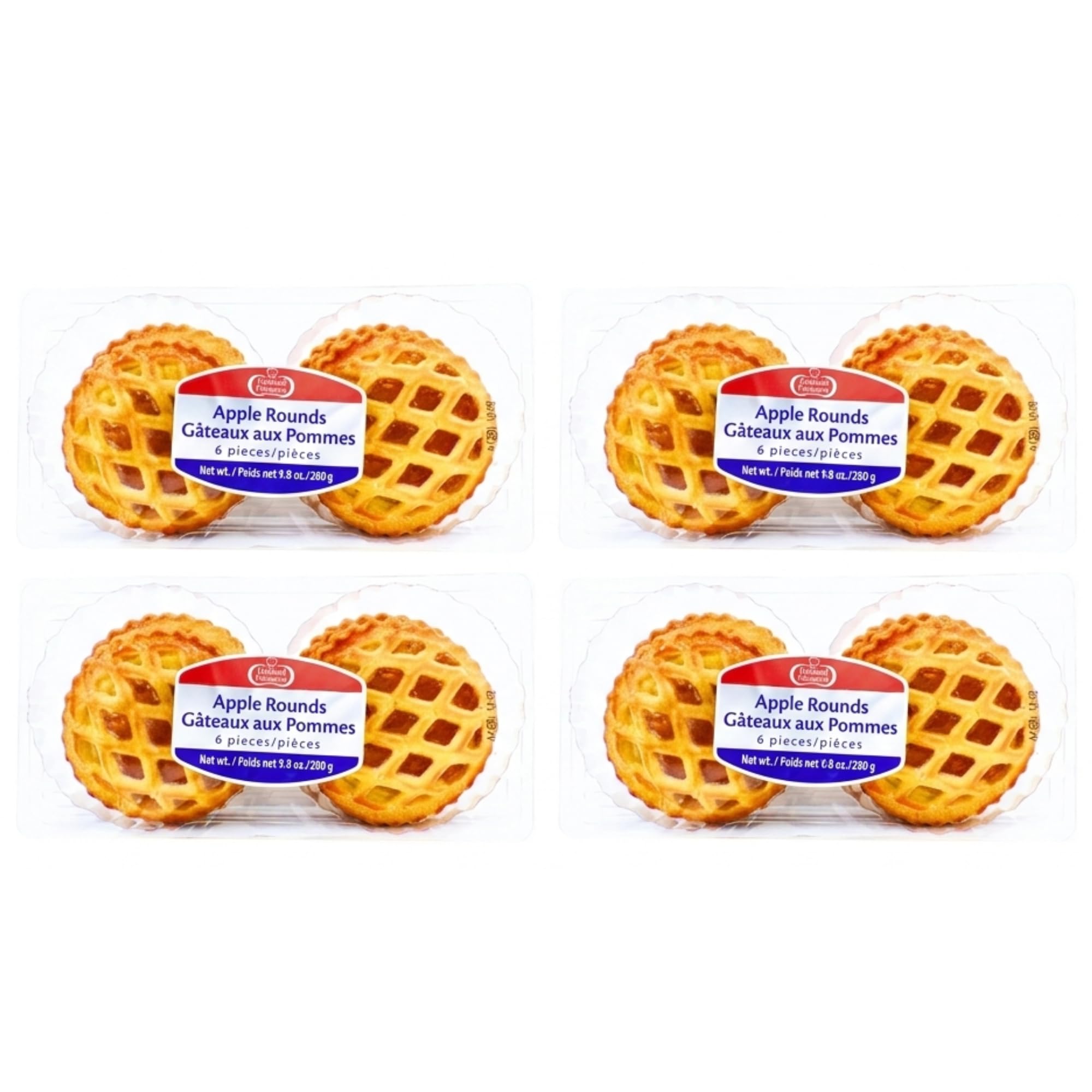Holland Patisserie Mini Apple Pie Pastry Rounds - Flaky Dutch Apple Pastry with Real Apple Filling Ready to Serve Dessert, 6 Pieces per Pack (4 Pack)