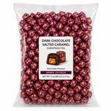 Dark Chocolate Salted Caramel Candy, Christmas Wrapped Caramels - 5 lb (Approx. 225 pieces)