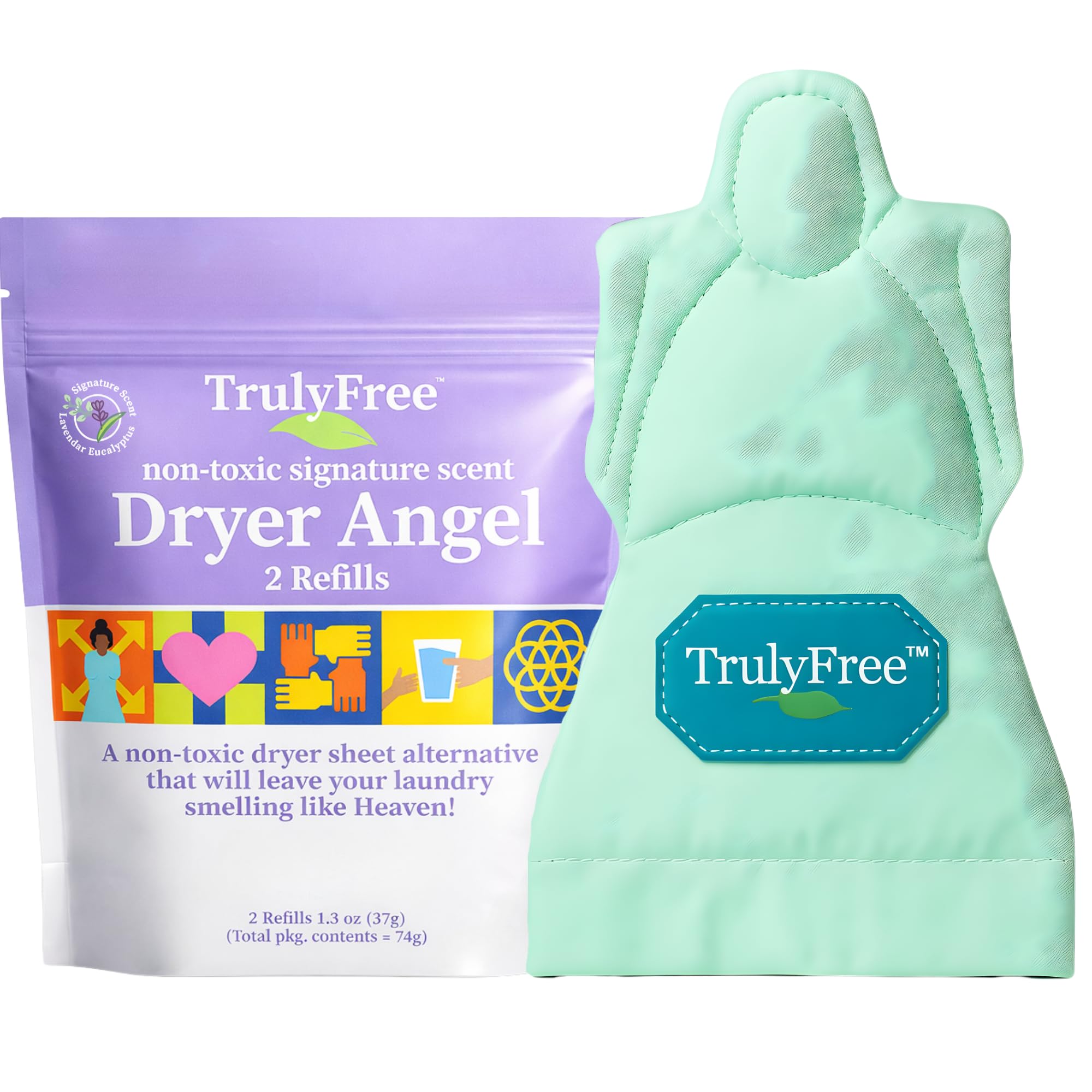Truly Free Dryer Angel - Natural Dryer Sheet Alt, Non-Toxic Reusable Fabric Softener Booster Sheets, Safe for Babies & Sensitive Skin, Laundry